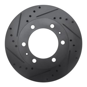 Toyota Hilux Brake Rotor (1) - Front Left - R1 Concepts - Drilled & Slotted - Black - `09-`15